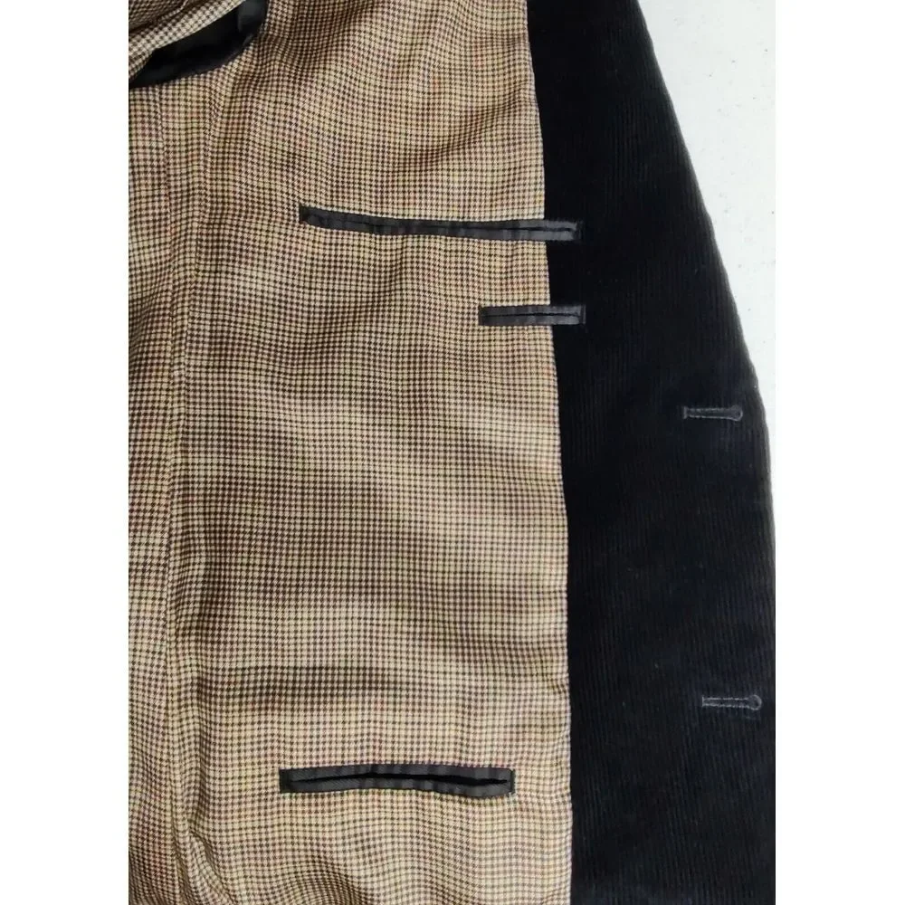 Saddlebred 2 Button BLACK Corduroy Sport Coat Jacket Blazer‎ Mens 44L